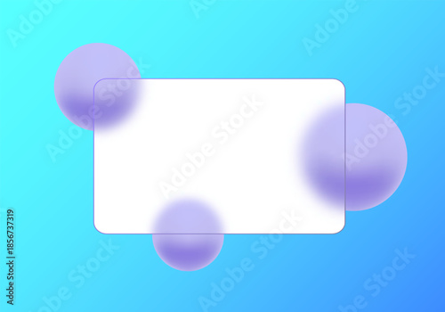 Horizontal glass panel with lilac spheres on blue background. Eps 10