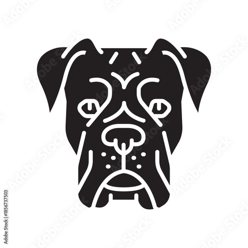 boxer black line icon for digital and print projects. Dog breed.