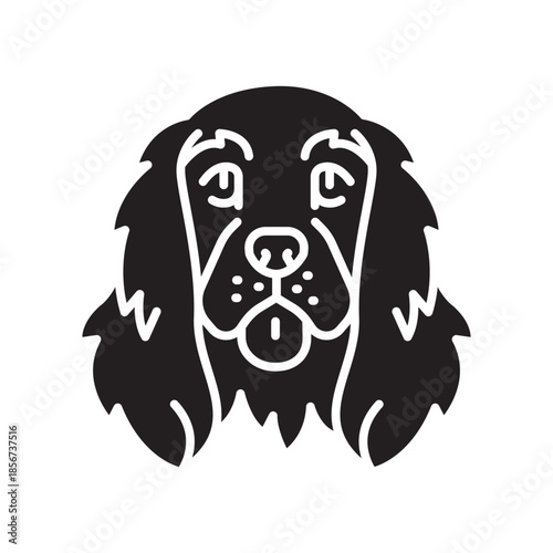 cocker spaniel black line icon for digital and print projects. Dog breed.