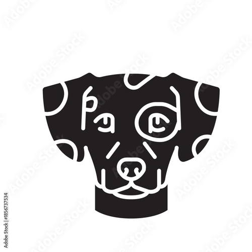 dalmatian black line icon for digital and print projects. Dog breed.
