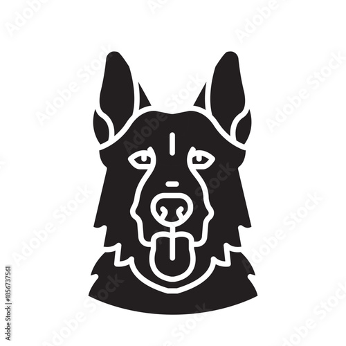 german shepherd black line icon for digital and print projects. Dog breed.