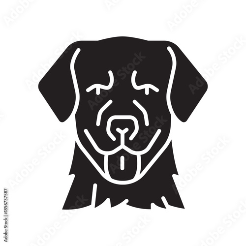 labrador retriever black line icon for digital and print projects. Dog breed.