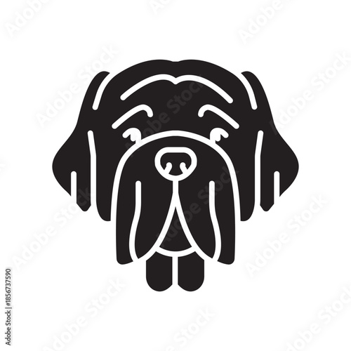 mastiff black line icon for digital and print projects. Dog breed.