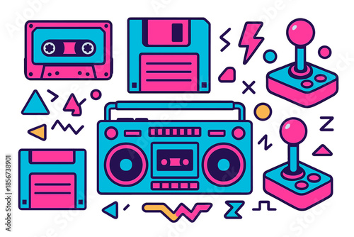 Retro 80s Gaming and Music Icons