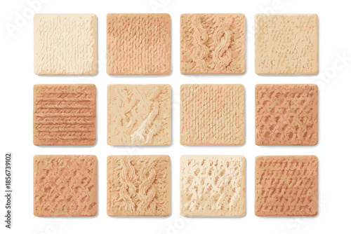 Texture Swatches of Knit Fabric in Cream and Peach Tones
