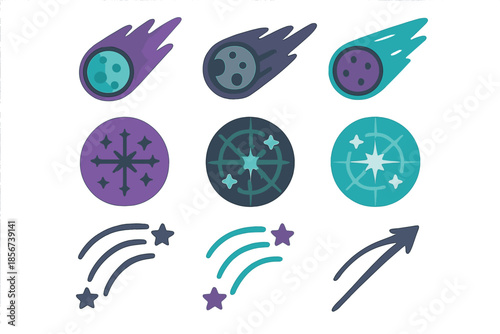 Abstract celestial icons with cosmic theme