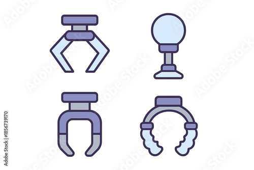 Set of four robotic gripper icons