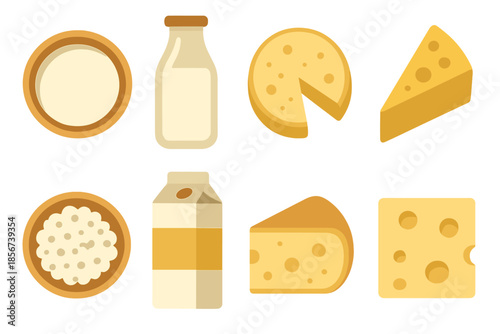 Collection of Dairy Products on a Golden Background