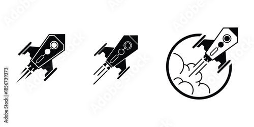 The dynamic rocket forms convey the idea of starting a journey, accelerating growth, breaking limits, and reaching new heights