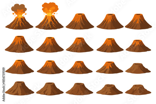 Volcano eruption animation frames