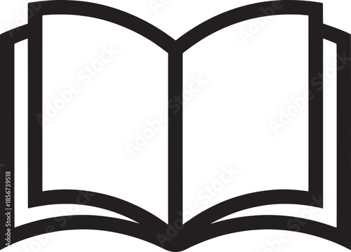 "Minimalist Black and White Vector Illustration of an Open Book | Simple Book Icon Design for Literature, Education & Reading Themes"