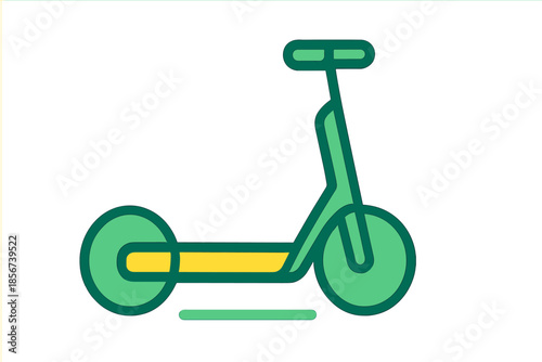 Green kick scooter icon with yellow deck