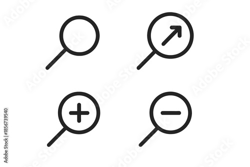 Zoom icons set on dark background
