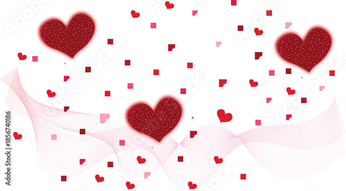 Red Hearts Abstract Background. Happy Valentine's Day Banner. Hearts bokeh. Love pattern. Red Christmas