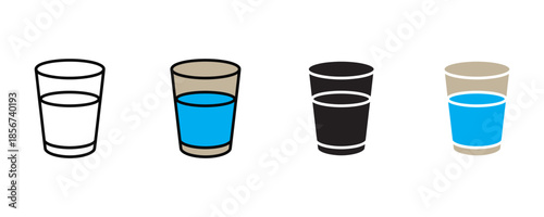 cup glass icon set vector on white background. vector illustration.