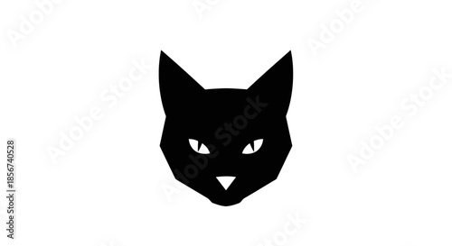 Black cat head with transparent background