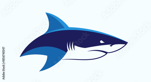 Blue shark side view with transparent background