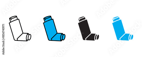Asthma inhaler icon set vector on white background. medical, health, medicine, respiratory, care, treatmen symbol. vector illustration.