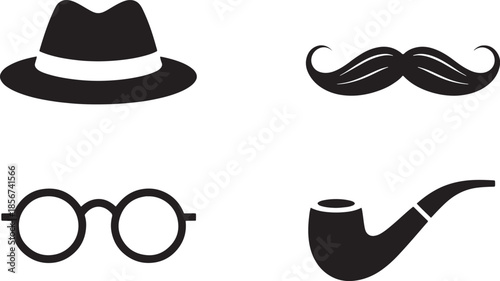 "Minimalist Vector Illustration of Detective with Magnifying Glass | Monochrome Sleuth Icon for Mystery & Investigation Themes"