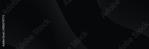 3D black geometric abstract background overlap layer on dark space with waves lines decoration. Minimalist modern graphic design element cutout style concept for banner, flyer, card, or brochure cover