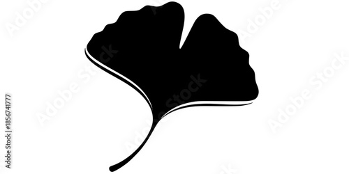 Ginkgo Leaf Minimalist Health Wellness Silhouette