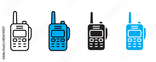 Walkie-talkie device icon set vector on white background. communication, device, technology, wireless, mobile icon. vector illustration.