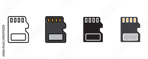 SD card icon set vector on white background. , device, accessory, symbol. vector illustration.