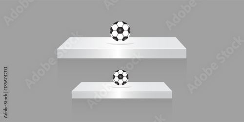 Four empty white shelves isolated on transparent background. Vector design template