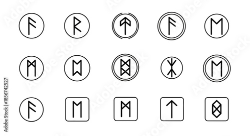 Captivating collection of ancient Norse runes and symbols reimagined with modern minimalist design for creative projects