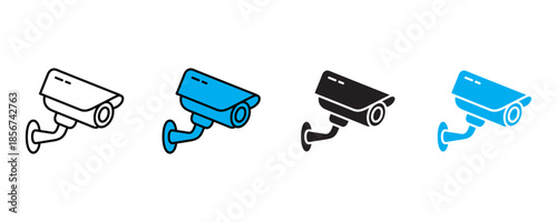 Security camera icon set vector on white background. surveillance, safety, monitoring, protection, cctv icon. vector illustration.