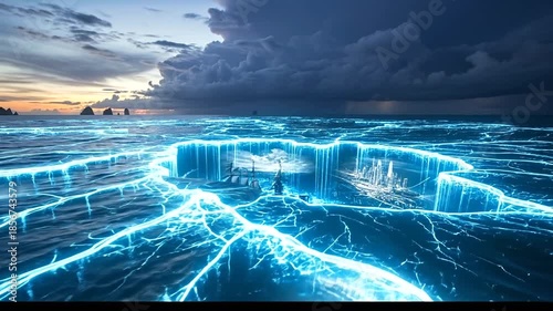 Stunning Cracked Ice Formation Illuminated by Natural Light.