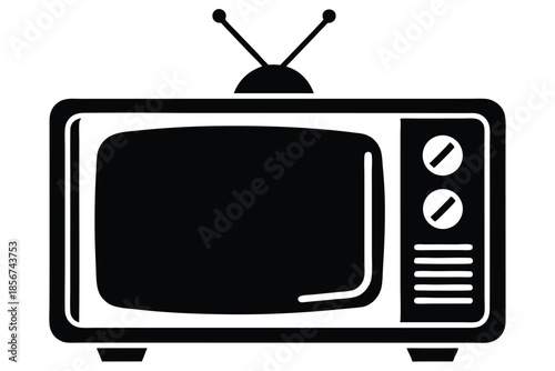 television silhouette line art vector illustration