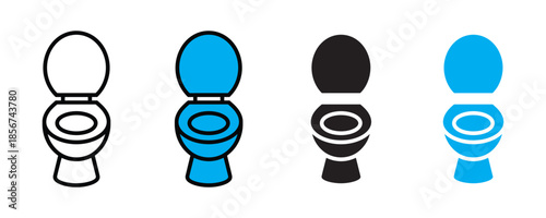 Toilet icon set vector on white background. hygiene, sanitation, toilet bowl, toilet seat, bathroom accessories symbol. vector illustration.