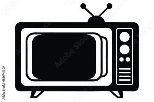 television silhouette line art vector illustration