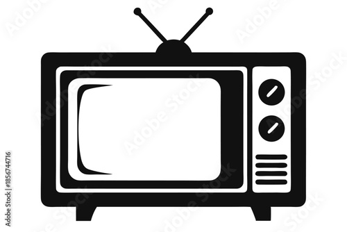 television silhouette line art vector illustration