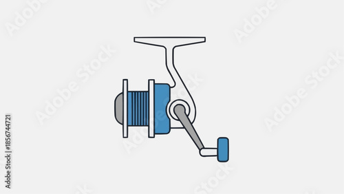 Fishing Reel Illustration, Equipment Showcase, Digital Art, Modern Design, Isolated View, Hobby Concept