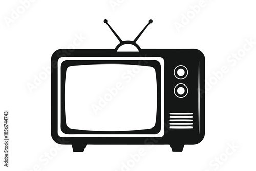 television silhouette line art vector illustration