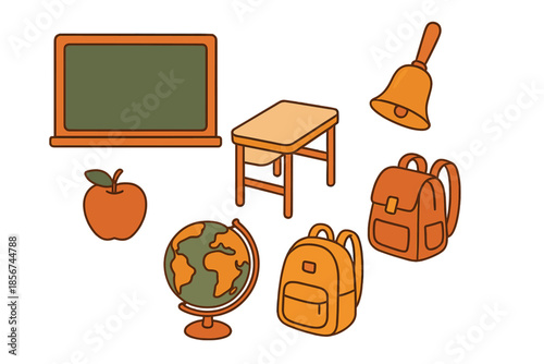 School supplies and blackboard illustration