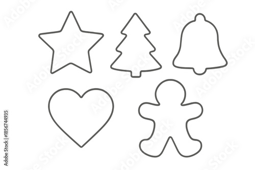 Five Cookie Cutters Shapes on a Blurred Background