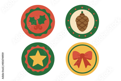 Christmas Icons with Festive Background