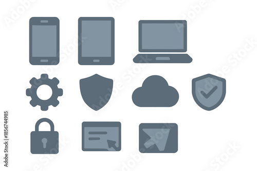 Technology Icons on a Dark Background