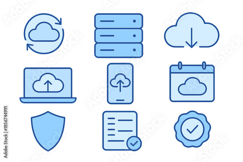 Cloud Computing and Data Management Icons