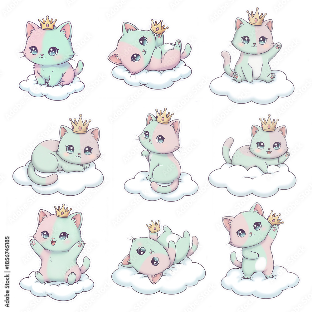 Obraz premium transparent cat cartoon set 