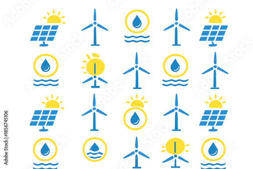Renewable energy icons pattern