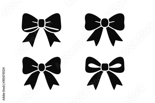 Four dark grey bow icons on a dark background