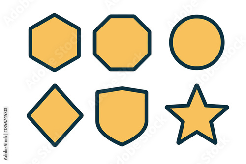 Geometric Shapes in Yellow and Blue with Glow