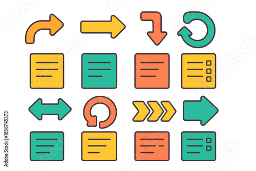 Set of colorful UI icons on a gradient background