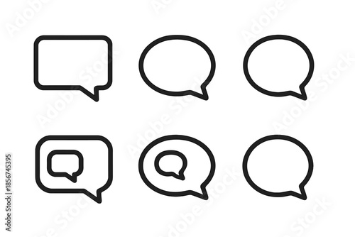 Set of Six Dark Speech Bubbles
