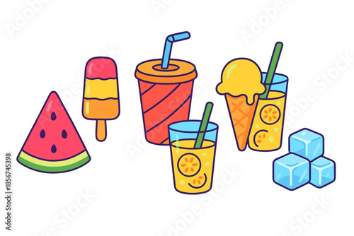 Summer treats and drinks assortment