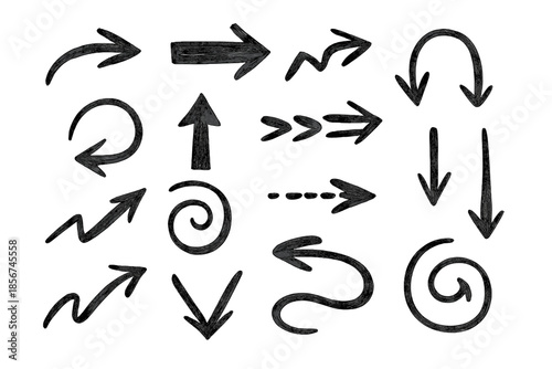 Collection of textured arrows on a dark background